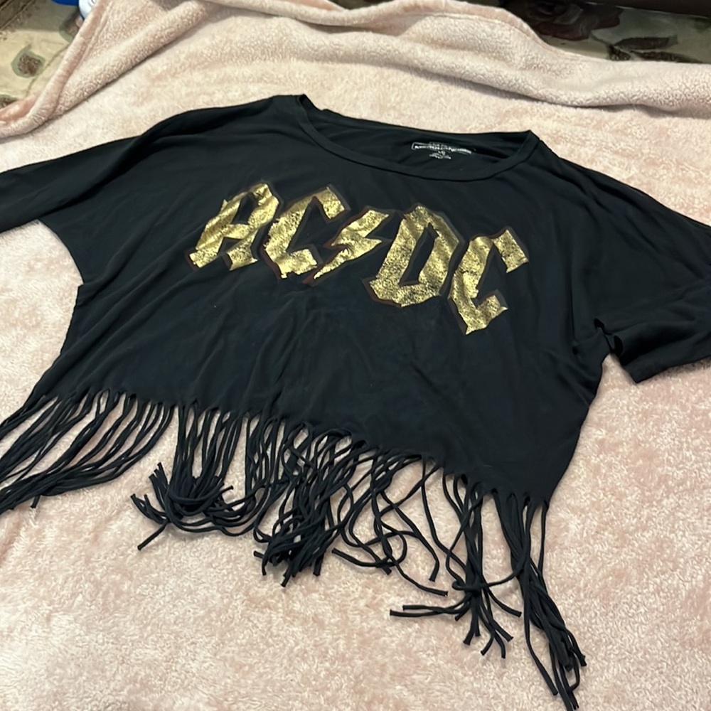 LIVE NATION MERCHANDISE BLACK FRINGE AC/DC ROCK BAND - Picture 2 of 4